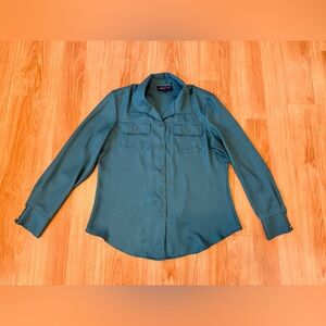 Jones New York Green Button Down Signature Blouse